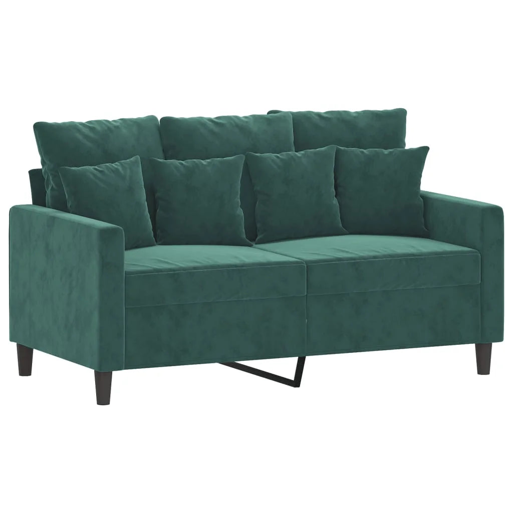 Dark Green Velvet 2 Piece Sofa Set with Cushions W73640