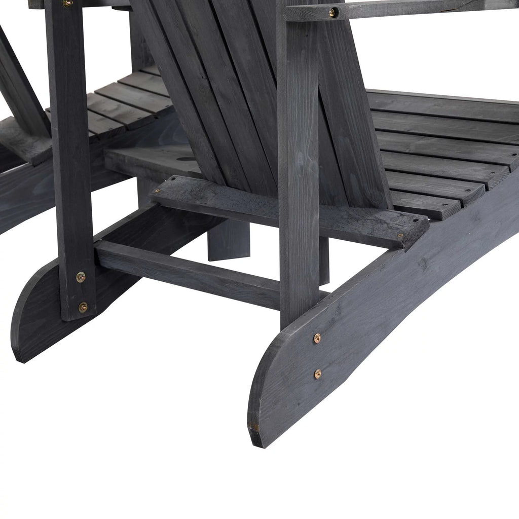 Grey 2 Wood Adirondack Chairs with Center Table R833