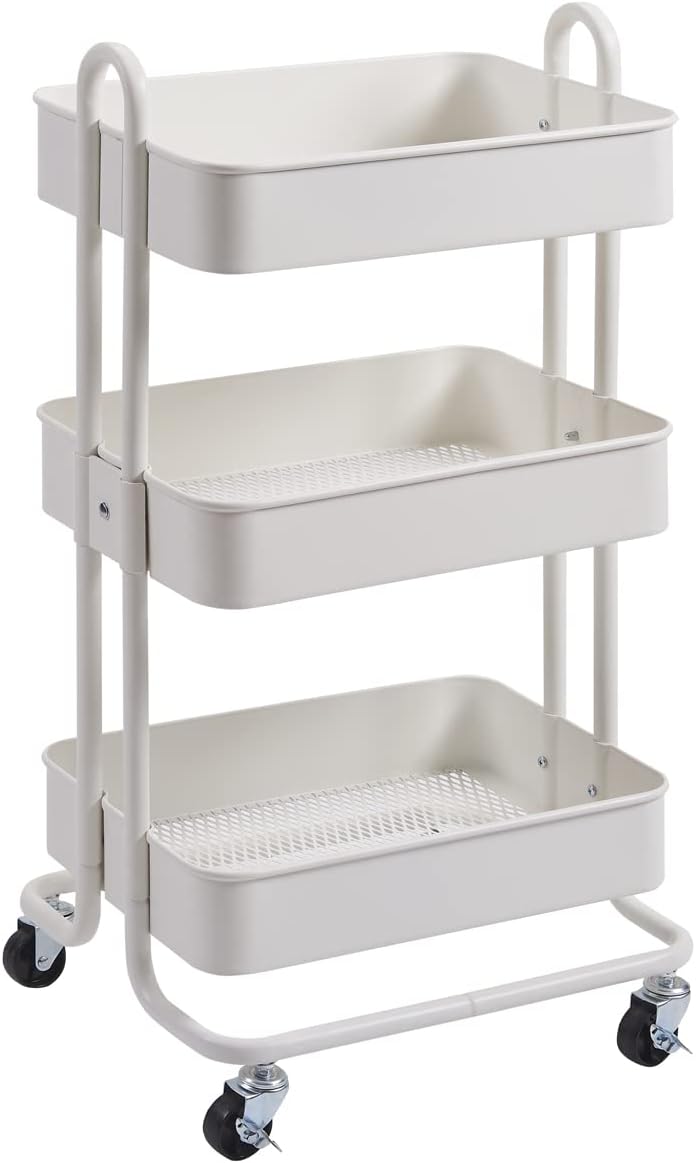 3-Tier Metal Rolling Utility Cart with Wheels H66599