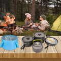 Camping Cookware Mess Kit Pot Pan Kettle Set Y522