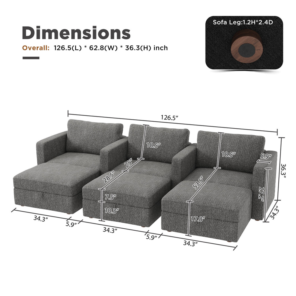 Light Grey Modular Sectional Sofa with Storage R263089