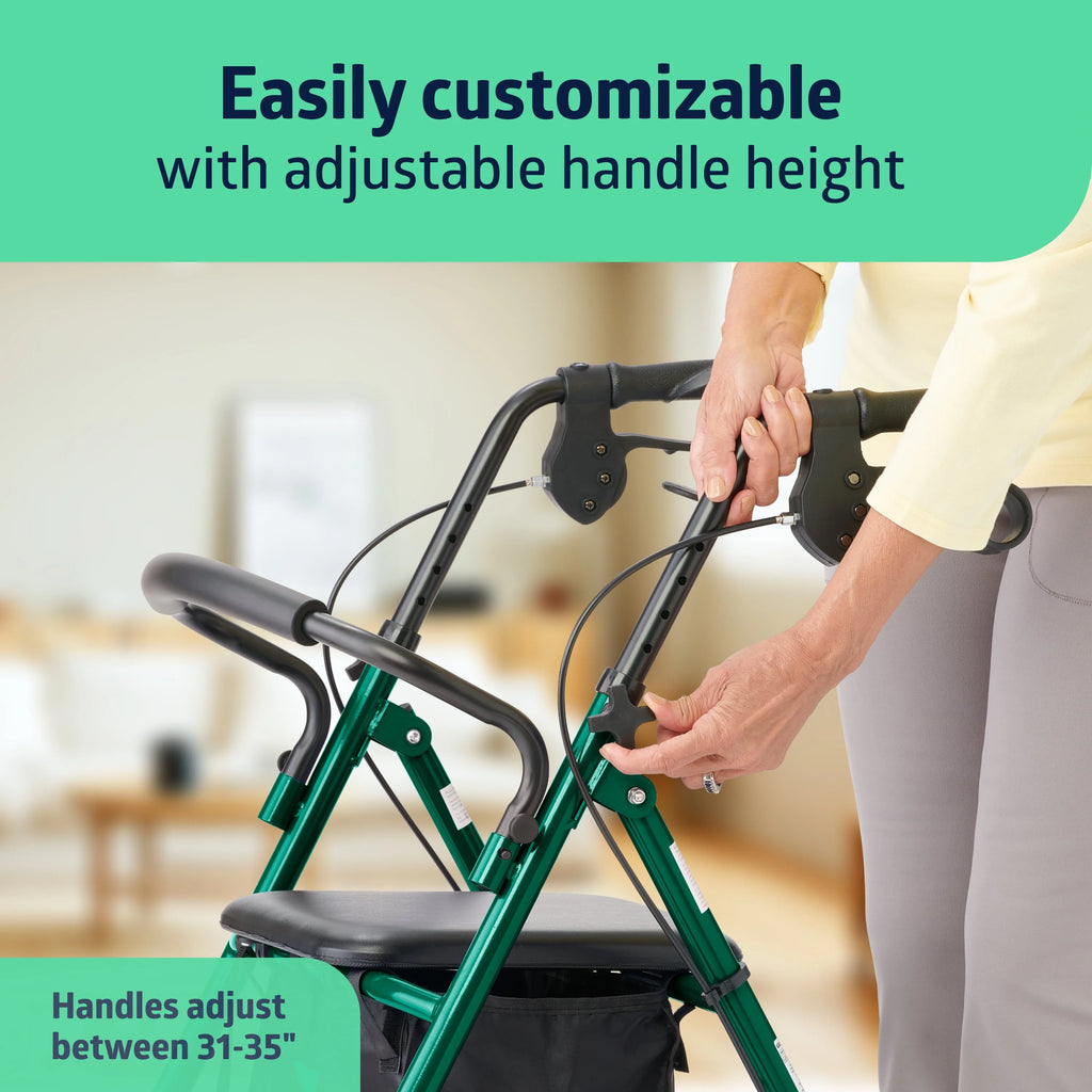 Green Foldable Steel Rollator Walker R4531