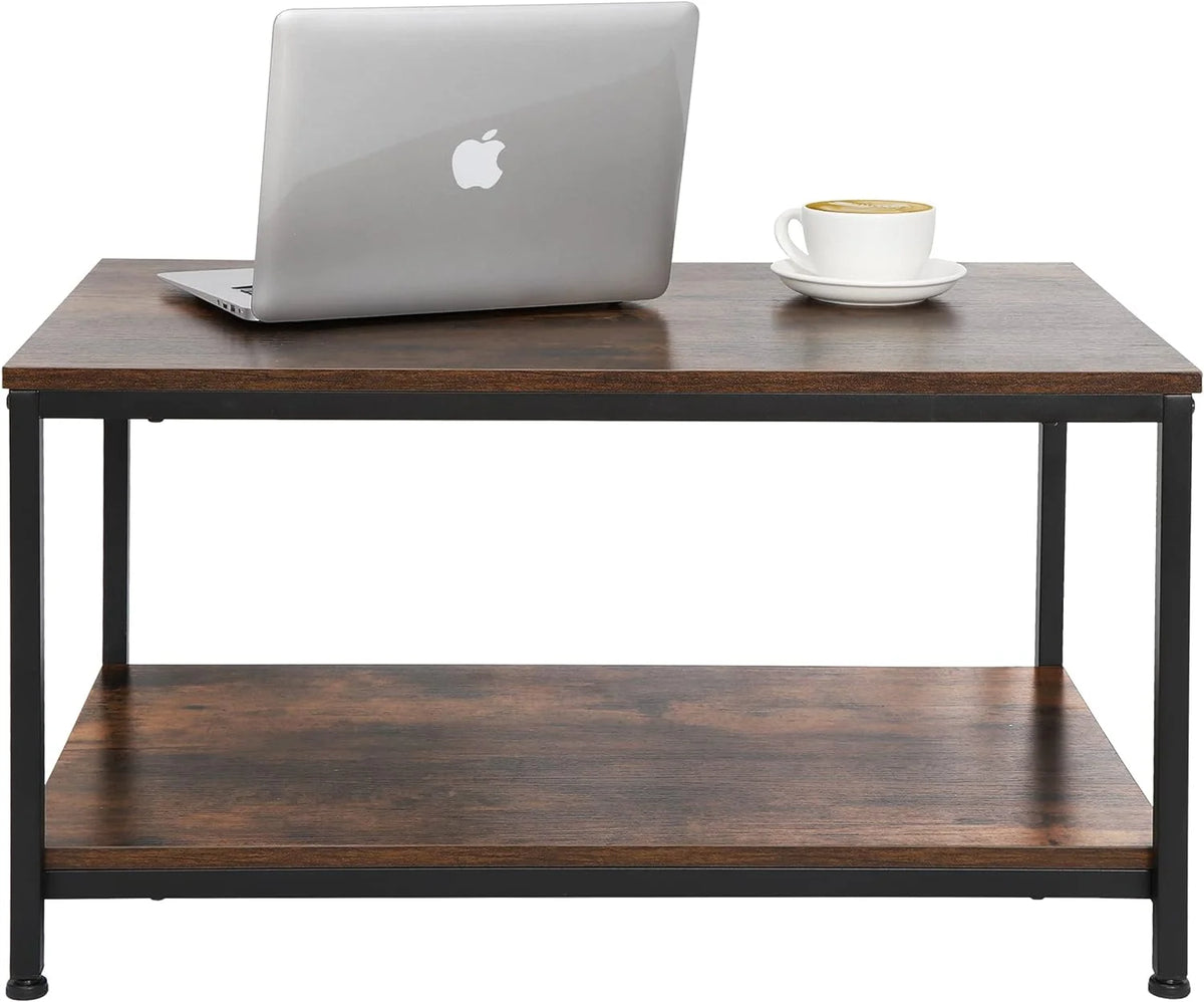Industrial 2-Tier Coffee Table Rustic Brown P1960