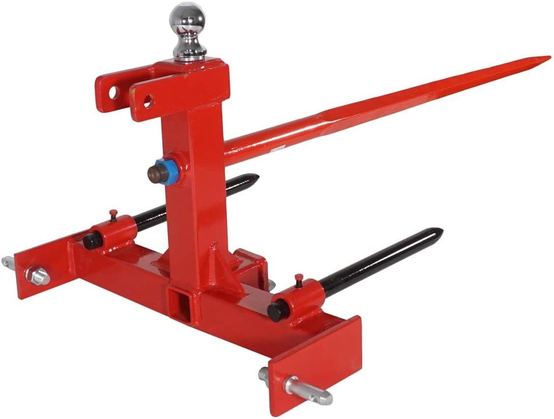 3 Pt Cat 1 Tractor Receiver Hitch with Hay Spear and 2 Stabilizers J36740