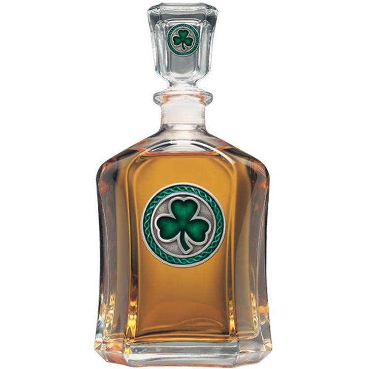 Green Glass Decanter with Pewter Accents P282