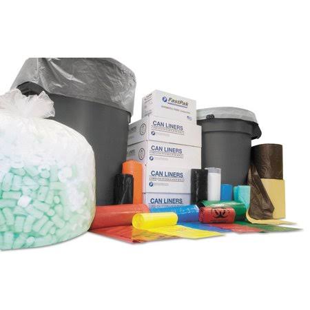 High-Density Commercial Can Liners, 60 gal, 12 microns, 43 inch x 46 inch, Clear, 200/Carton A924