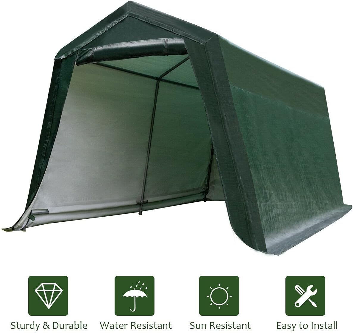 7 Ft x 12 Ft Outdoor Carport Patio Storage Shelter Metal Frame and Waterproof Ripstop Cover T709