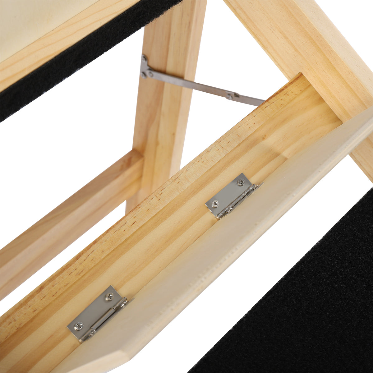 Pet Stairs Foldable Pine Wood Natural Black C967