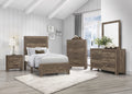 Twin Size Sleigh Bed Dresser Mirror Night Stand Rustic Brown Z272816