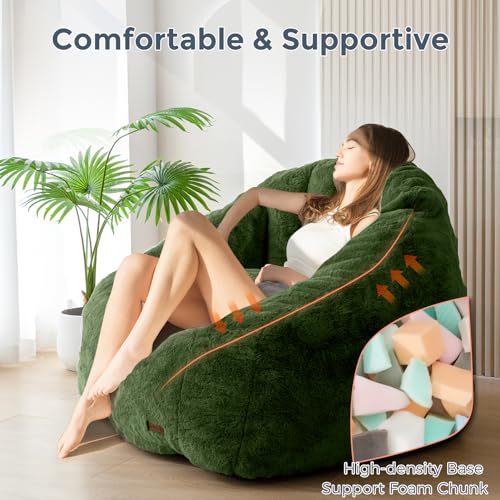 Oversized Faux Fur Bean Bag Chair with Filler V3672