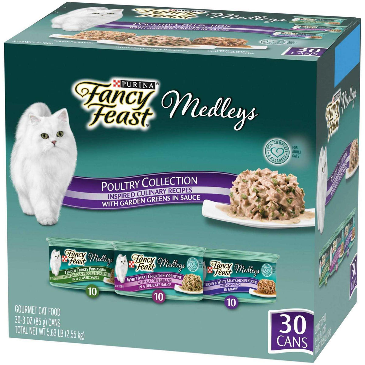 Wet Cat Food Variety Pack Poultry Collection with Garden Greens in Sauce K6277