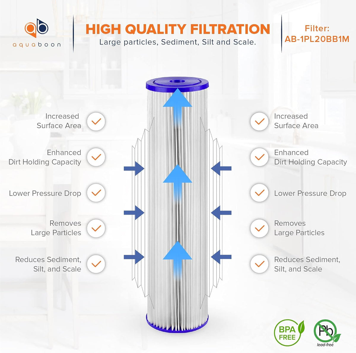 1 Micron 20 Pleated Sediment Water Filter Cartridge 2-Pack V30535