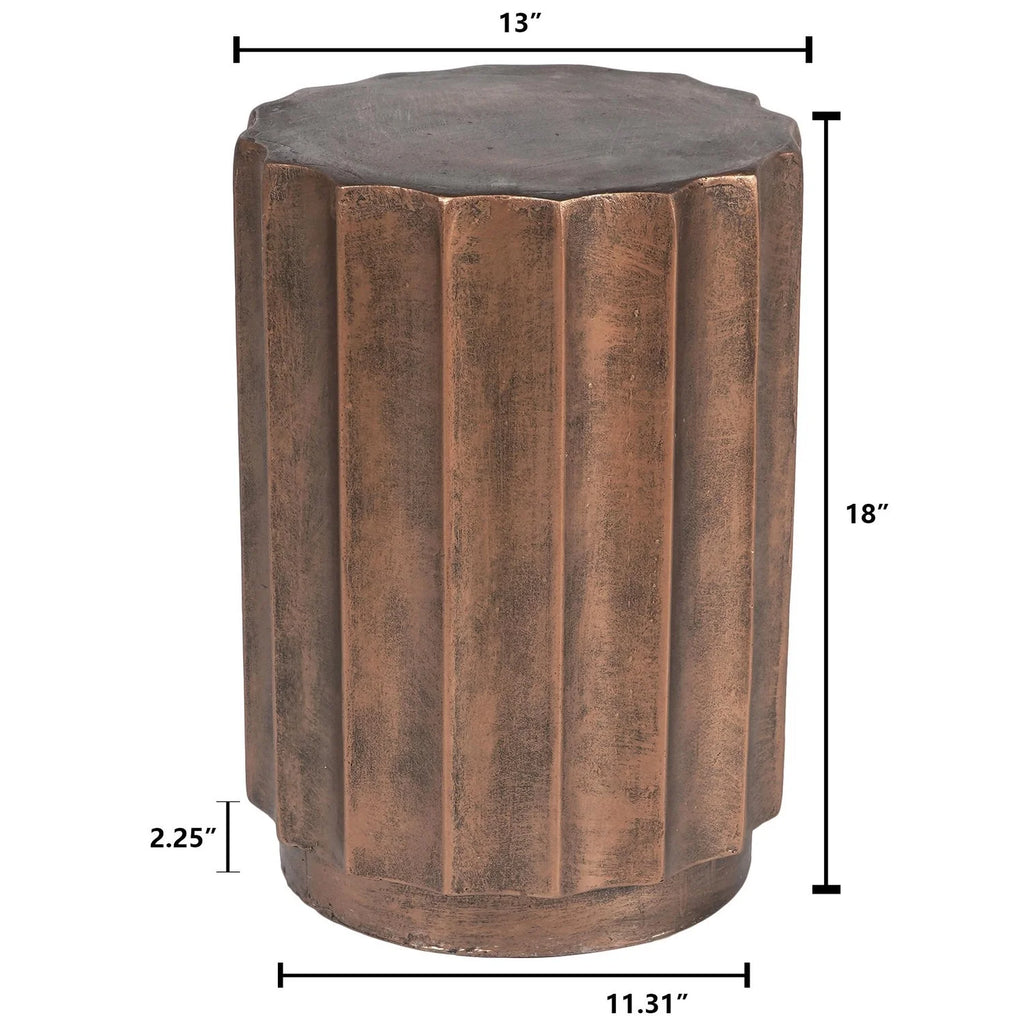 Weathered Copper Cement Stool And Side Table H75802