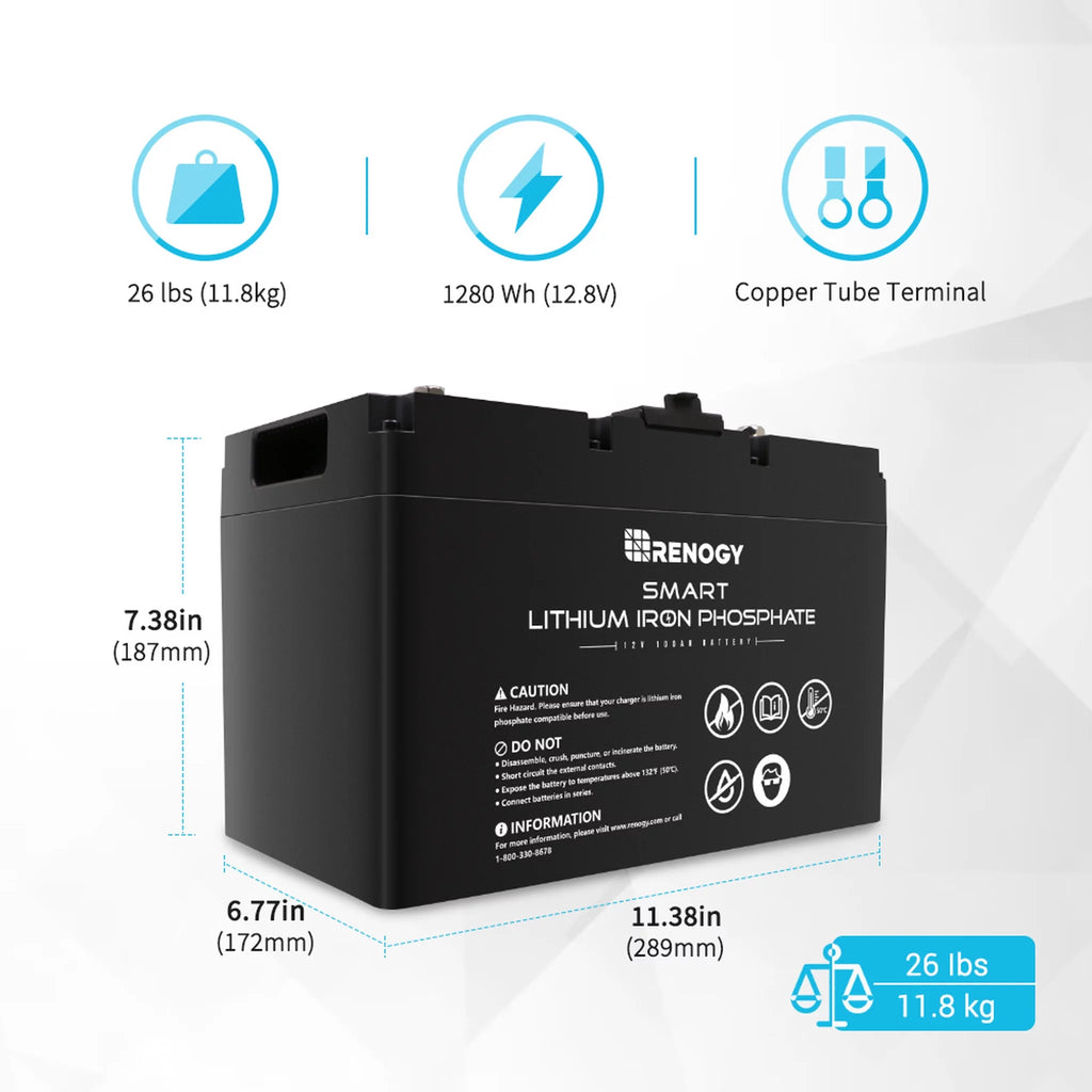 12V 100Ah LiFePO4 Deep Cycle Lithium Battery V849790