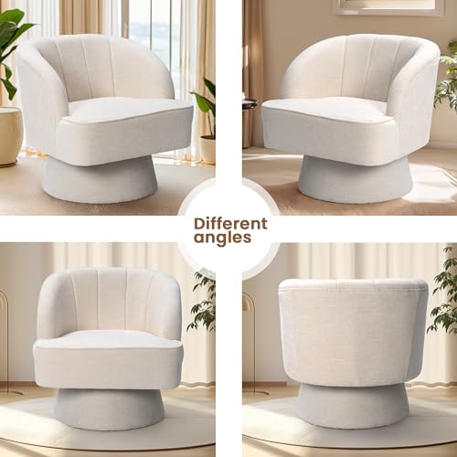 Beige Linen Swivel Accent Chair J925