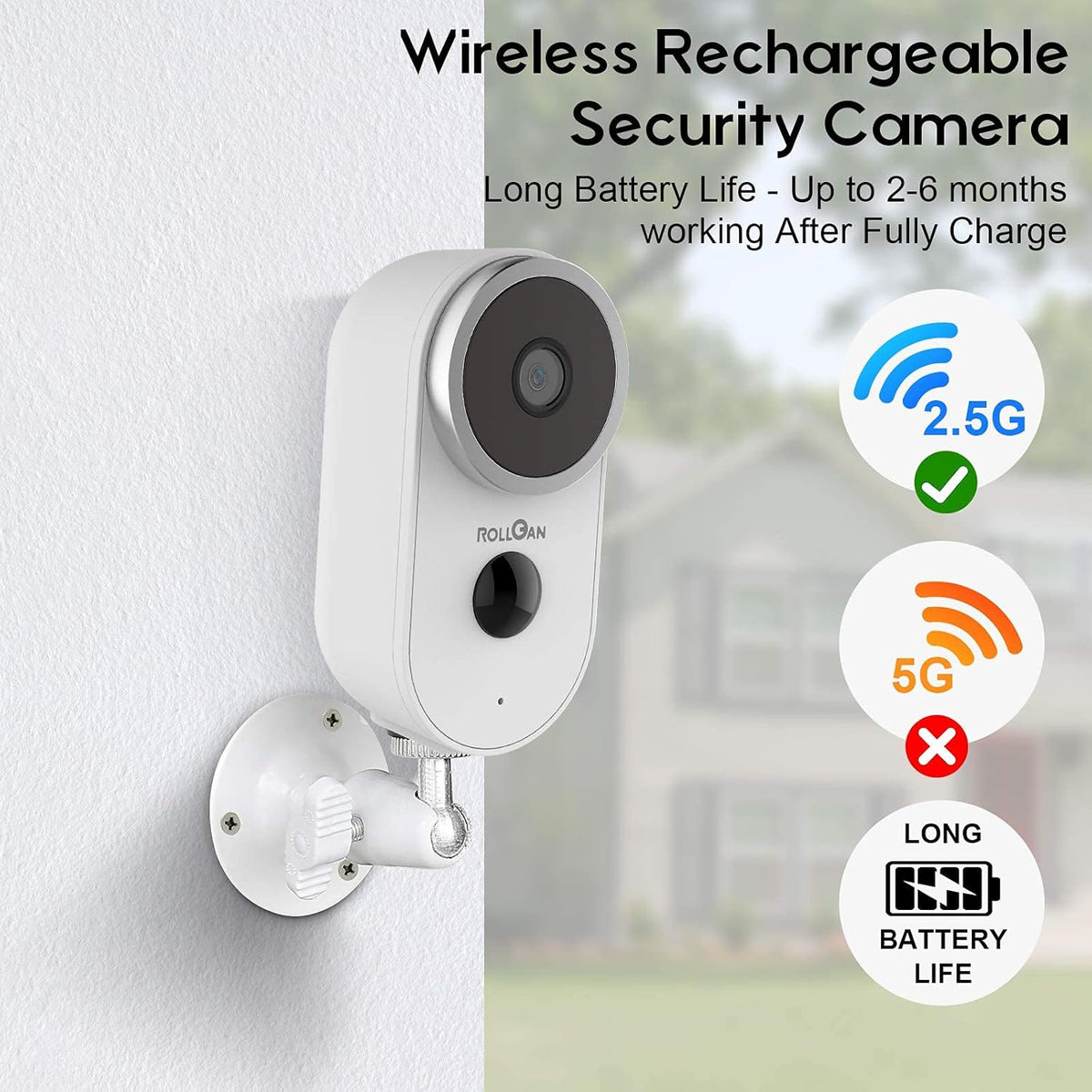 Wireless Outdoor Security Camera 1080P HD Rechargeable Battery Powered C411439