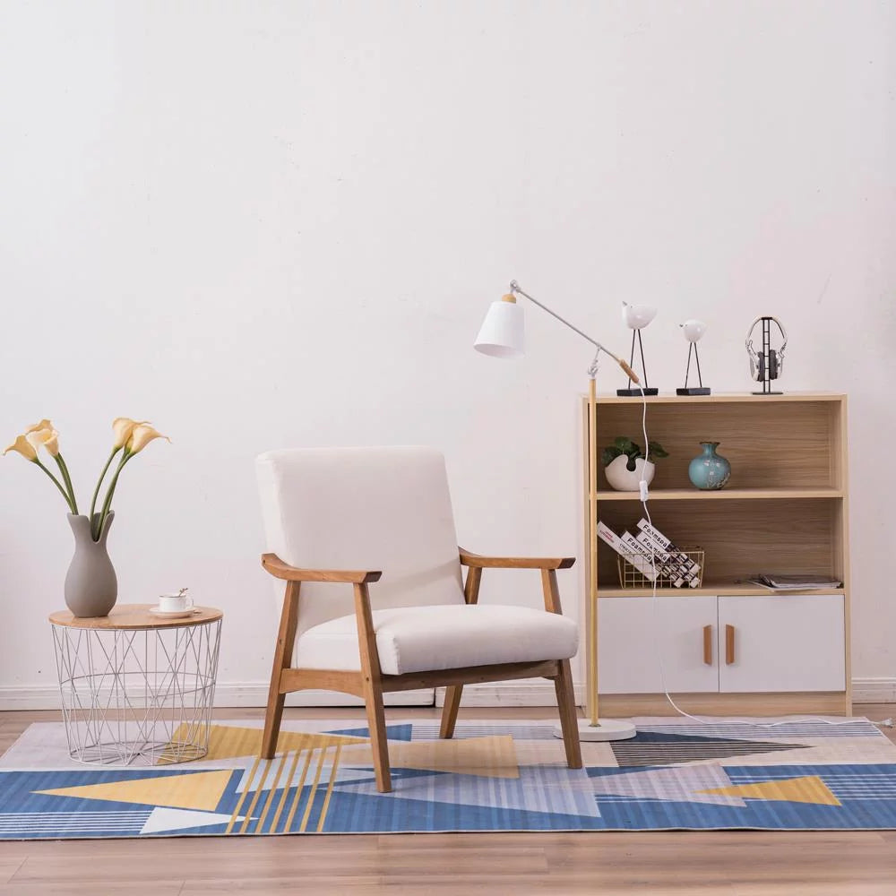 Beige Accent Chair with Wood Legs Y887807
