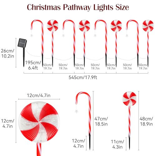 8 Pack Solar Candy Cane Pathway Lights H188206