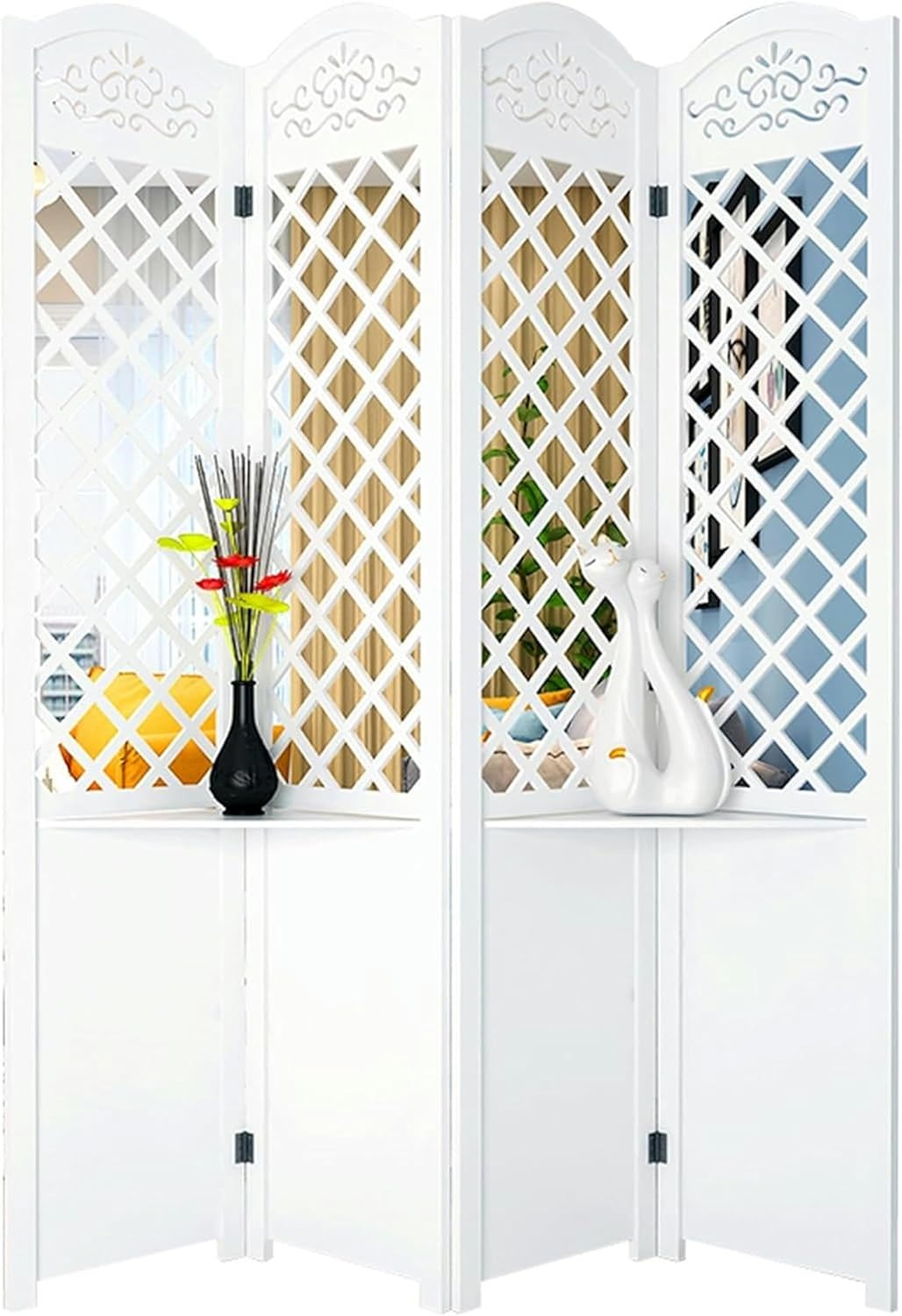 4 Panel Wood Room Divider E170