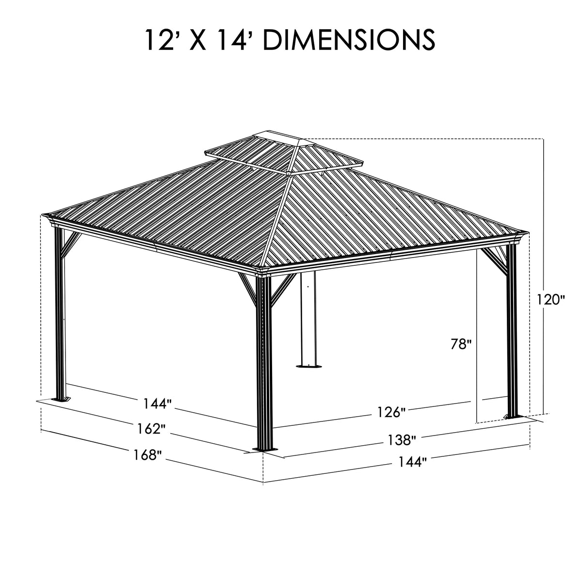 Hardtop Aluminum Gazebo with Mosquito Net and Privacy Sidewalls U221502
