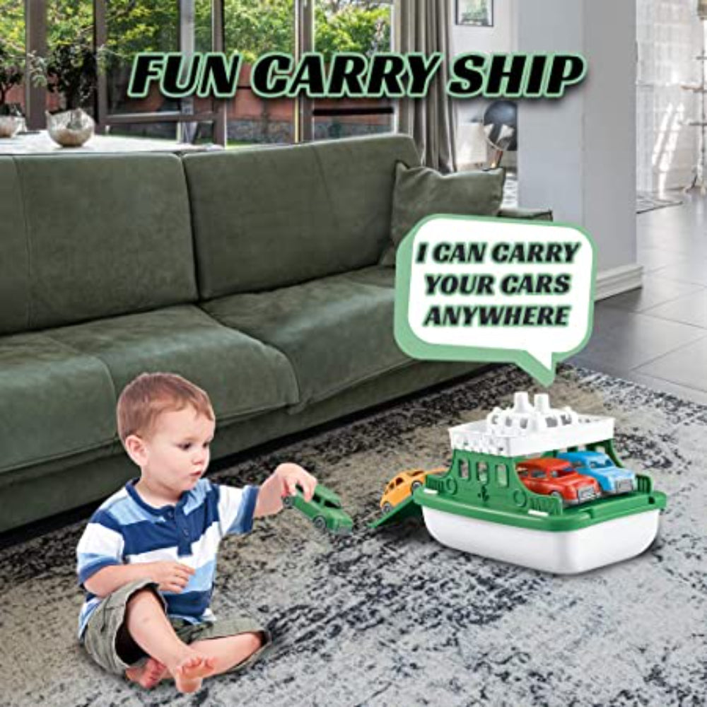 Green Toys Ferry Boat with 4 Cars Bathtub Toy K21386