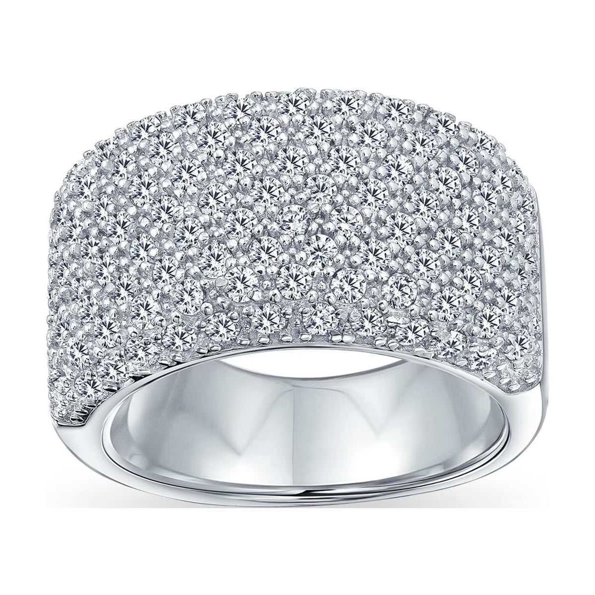 Wide Pave CZ Band Ring .925 Sterling Silver T6896