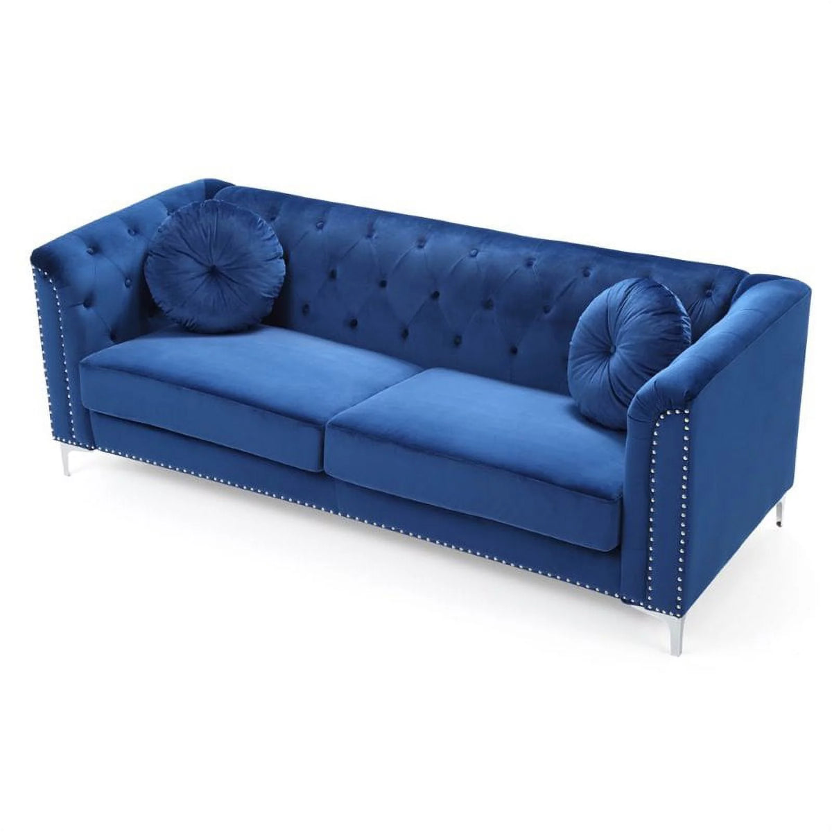 Velvet Sofa and Chair 2-Piece Set Navy Blue K9715
