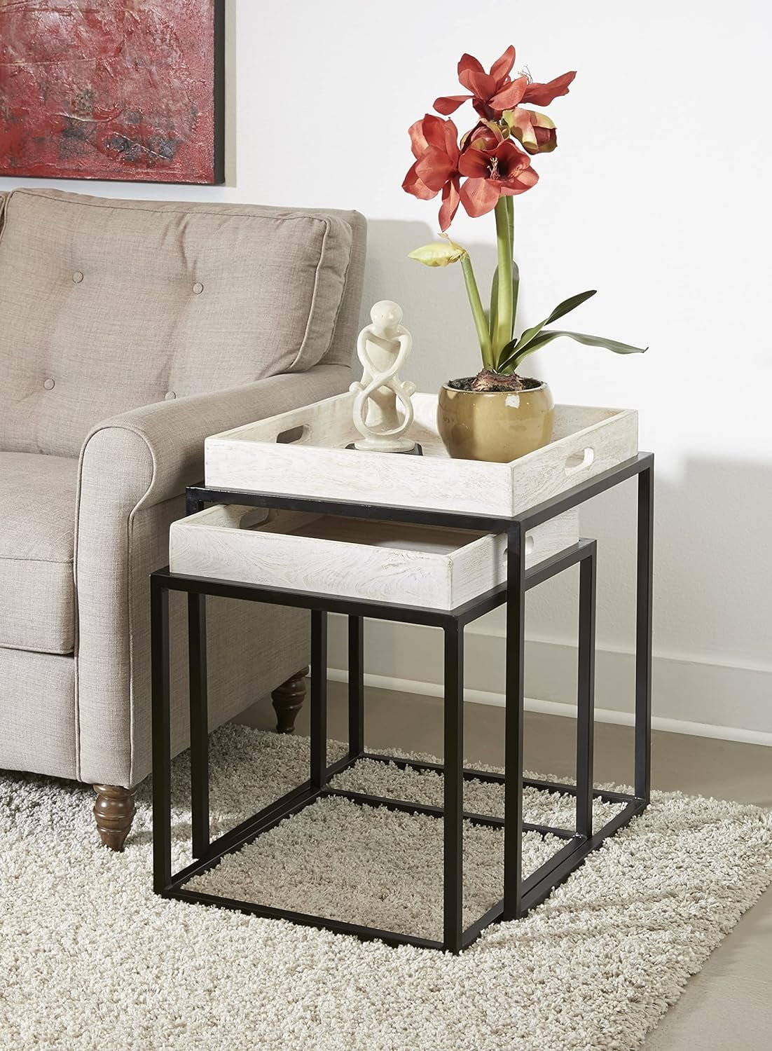 Natural Wood Nesting Tables Set Of 2 W7401