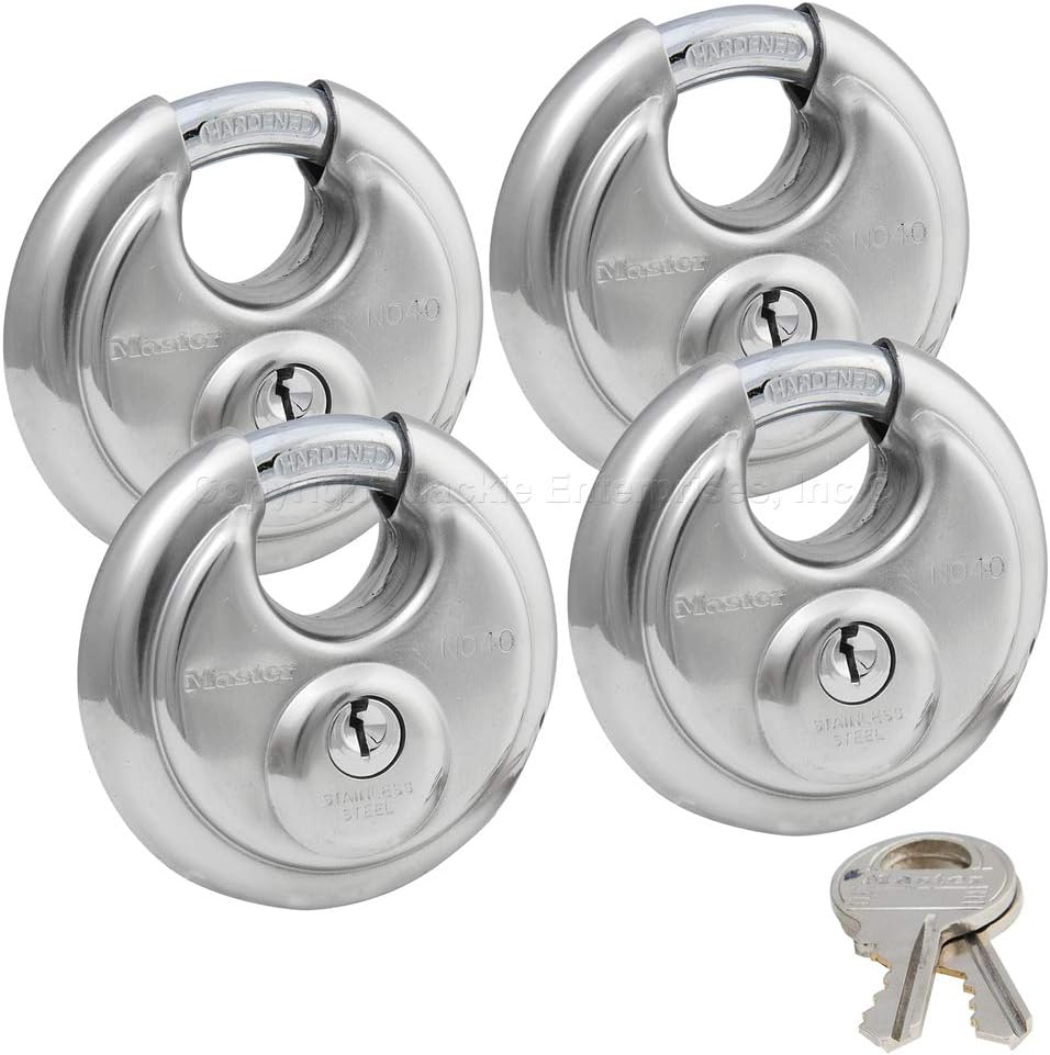 4 Keyed Alike Stainless Steel Padlocks B326466