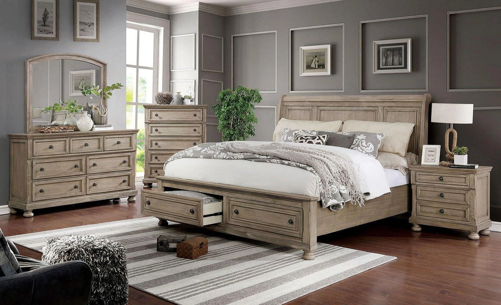 Gray Solid Wood King Bedroom Set 6pcs T6094