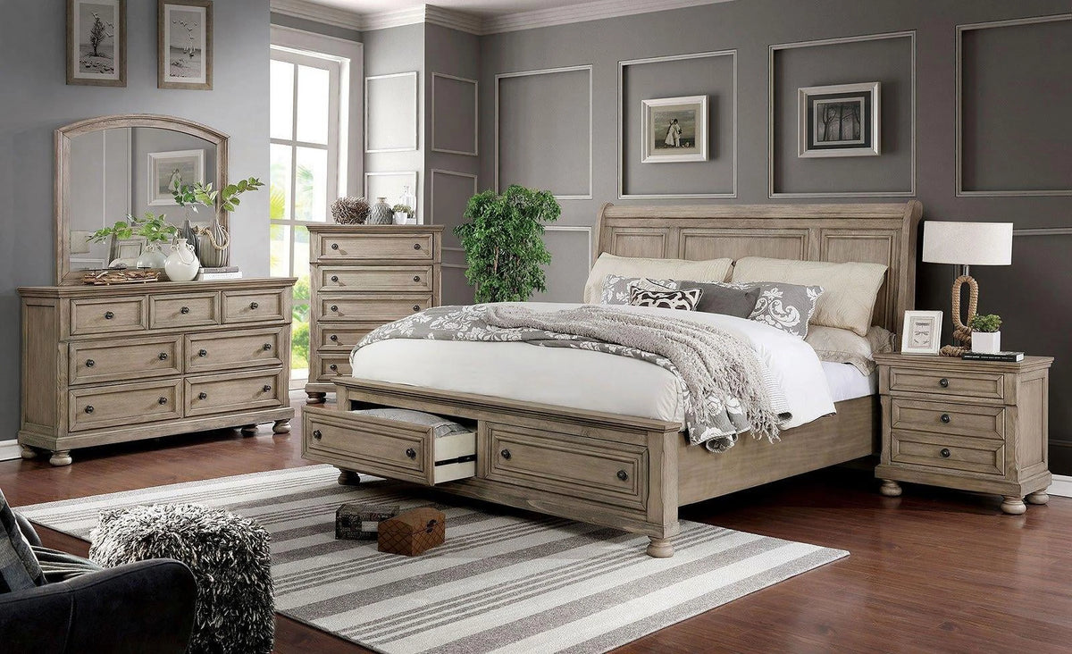 Gray Solid Wood King Bedroom Set 6pcs T6094