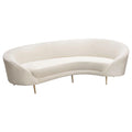 Light Cream Velvet Curved Sofa with Gold Metal Legs O981