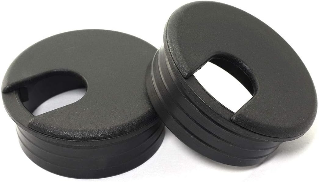 Black 2pcs 1-3/4 inch Desk Wire Cord Cable Grommets Hole Cover Plastic K693