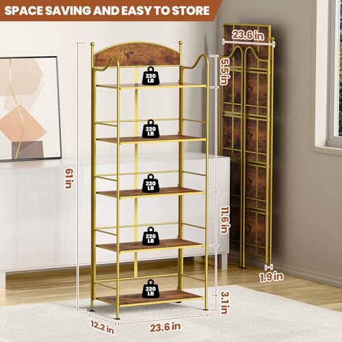5 Shelf Black Folding Bookcase E4930