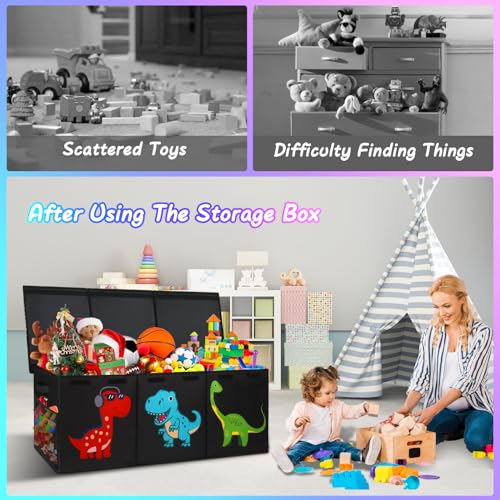Extra Large Collapsible Storage Organizer with Lids, 40"x16"x16" Black F28617