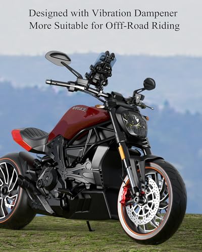 Motorcycle Phone Holder with Vibration Dampener, Adjustable Handlebar Cradle Fit 5.4''-7.2'' Smartphone A11944