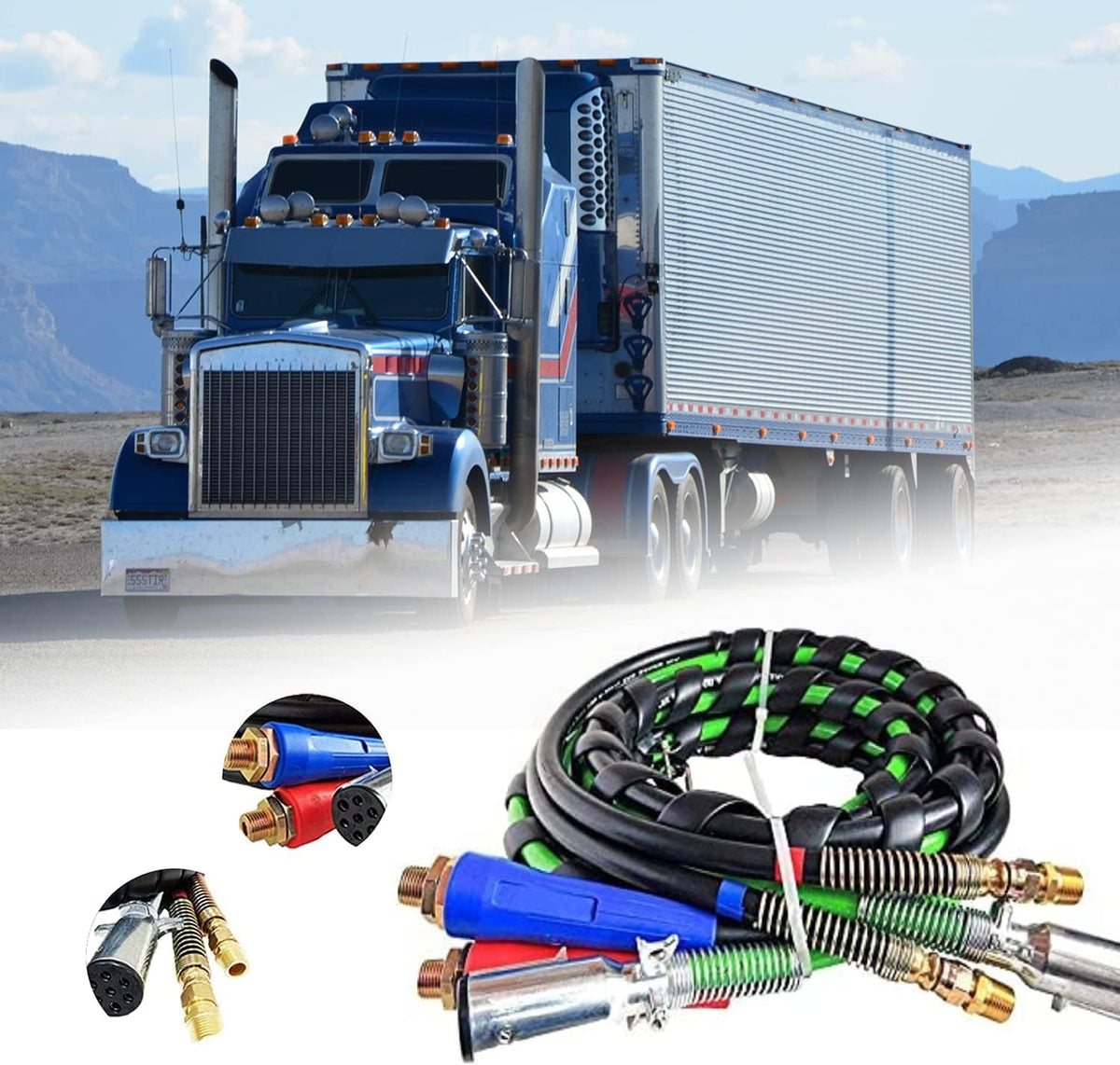 7 Way Semi Trailer ABS Wire & Air Hose Assembly (12FT) F690