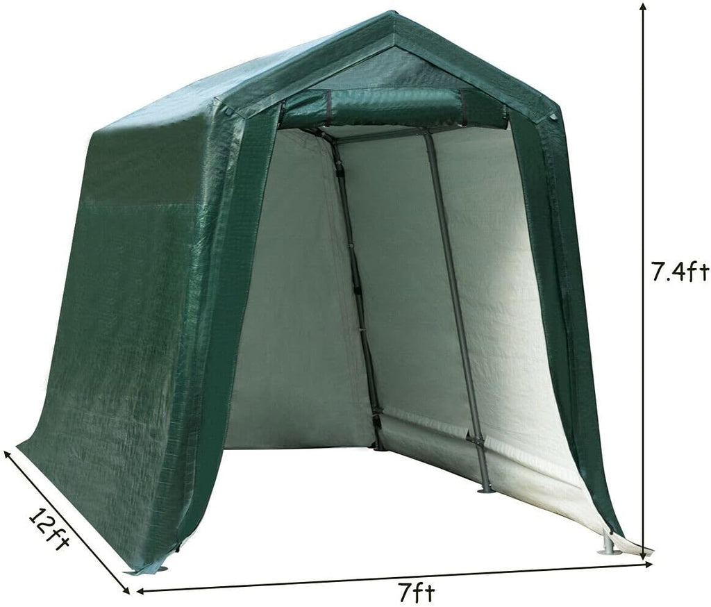 7 Ft x 12 Ft Outdoor Carport Patio Storage Shelter Metal Frame and Waterproof Ripstop Cover T709