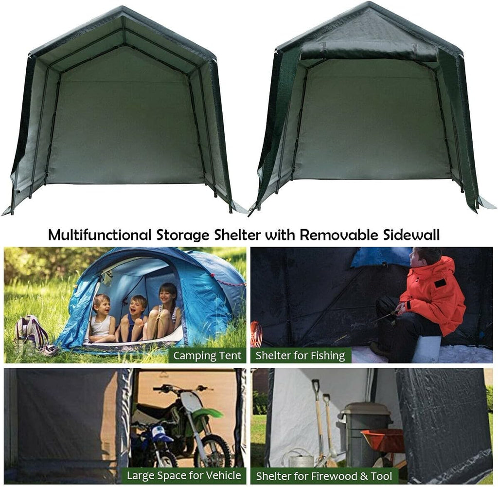 7 Ft x 12 Ft Outdoor Carport Patio Storage Shelter Metal Frame and Waterproof Ripstop Cover T709