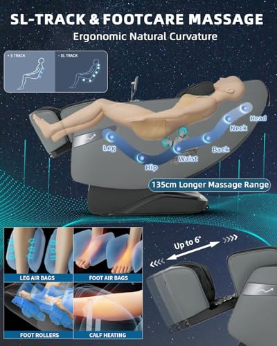 3D Full Body Massage Chair Zero Gravity Heat Grey M607472