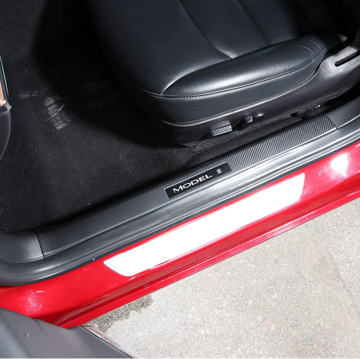 Matte Carbon Fiber Pattern ABS Plastic Door Sill Cover F82108