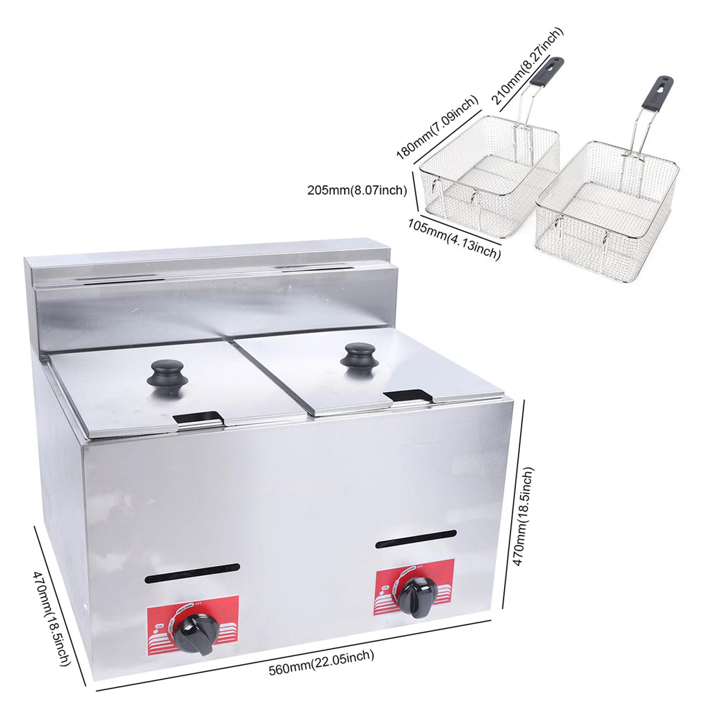 Electric Deep Fryer, 2*6L Double Stainless Steel with 2 Basket P667