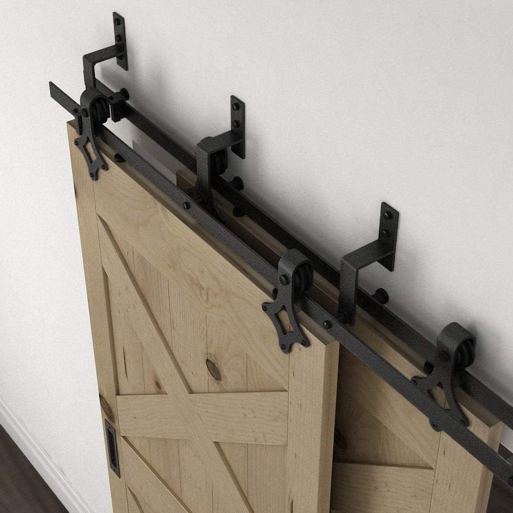 5 Pack Wall-Mount Matte Black Steel Bypass Bracket for Sliding Barn Door Hardware Y801