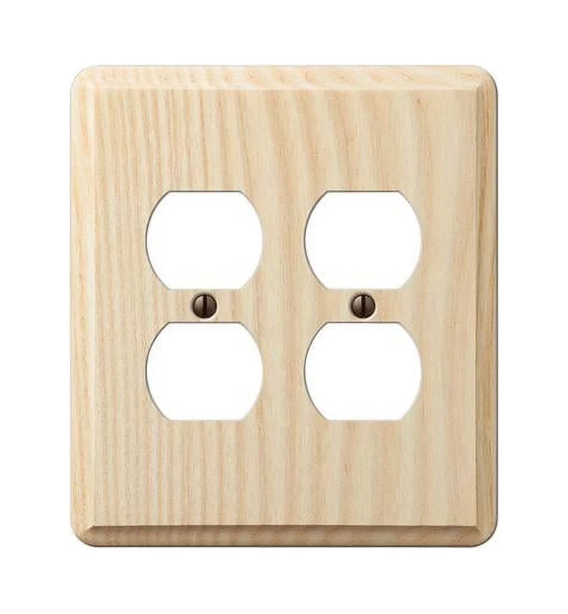 Beige 2 Gang Ash Wood Duplex Outlet Wall Plate F4818