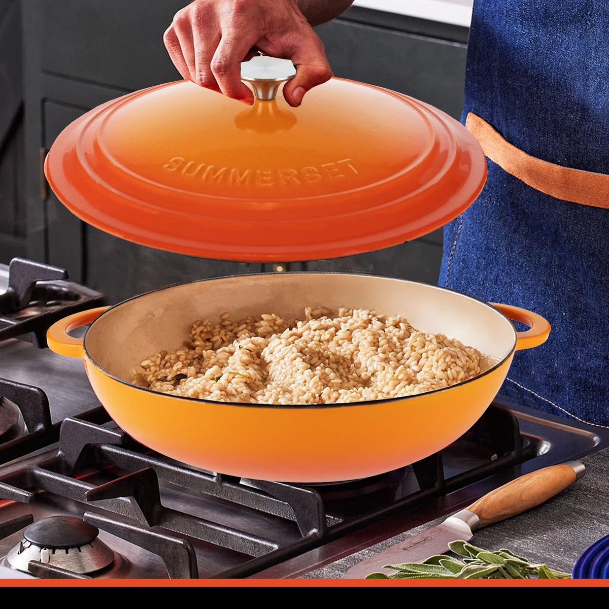 Enamel Cast Iron Dutch Oven Pan & Pot 5 Quart Orange M586849