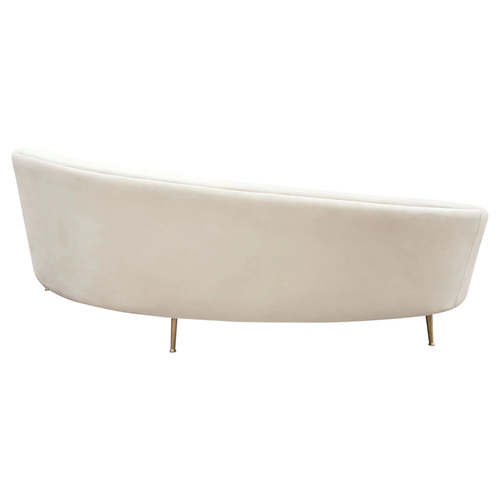 Light Cream Velvet Curved Sofa with Gold Metal Legs O981