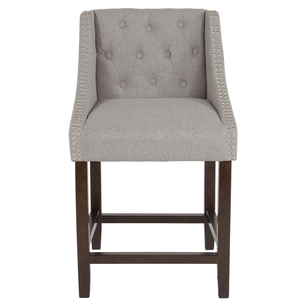 Fabric/Wood Stools (Set of 2) (Dark Gray Leather) G372652