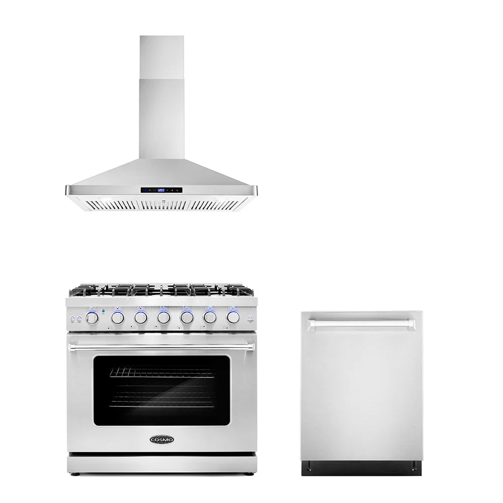 36 Gas Range, Wall Mount Range Hood and Dishwasher A66735