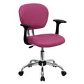Pink Mesh Padded Swivel Task Office Chair with Chrome Base and Arms U892