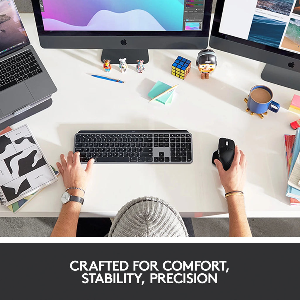 Wireless Illuminated Keyboard, Backlit LED Keys, Bluetooth, USB-C, Metal Build - Space Gray I880651